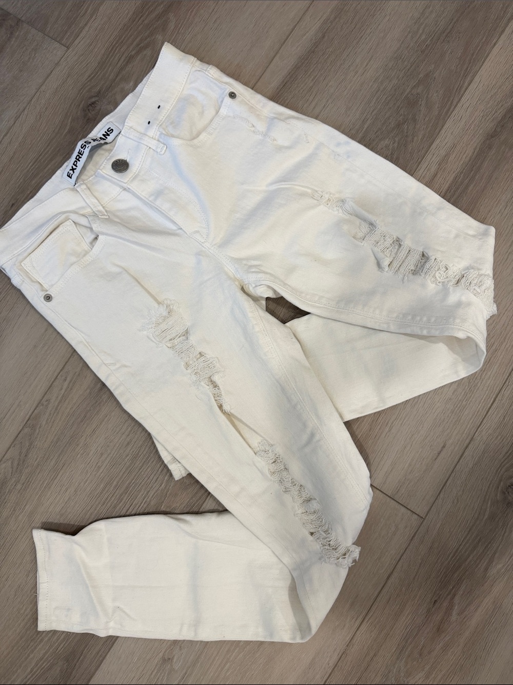 Express White Skinny Ripped Jeans